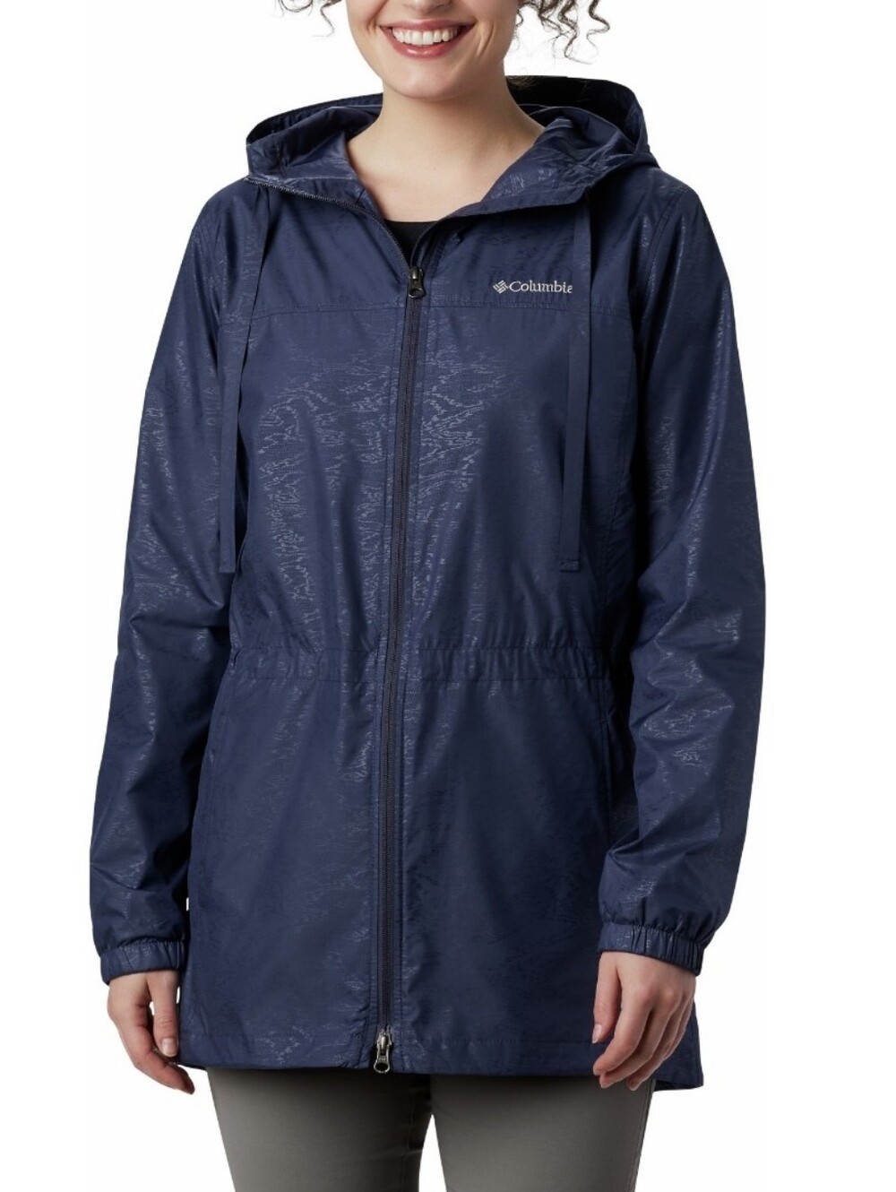 Columbia Navy Blue Hooded Rain Jacket